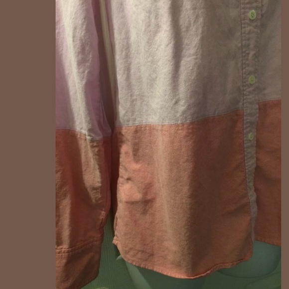 J. CREW Boy Color Block Oxford Shirt Top Blouse Button Down Pink Ted Collared - Picture 5 of 8